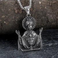 3d design christian virgin mary retro charms dangles pendant necklace for men women 316l stainless steel fashion jewelry gifts
