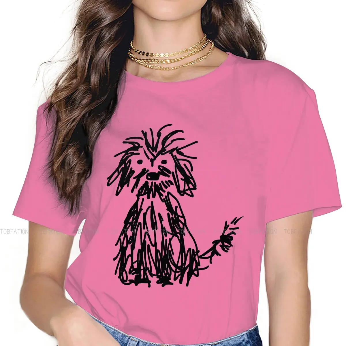 

Футболка с изображением собак и верных субъектов, пушистая футболка для женщин и девушек, базовая Повседневная футболка, новинка, пушистая ...