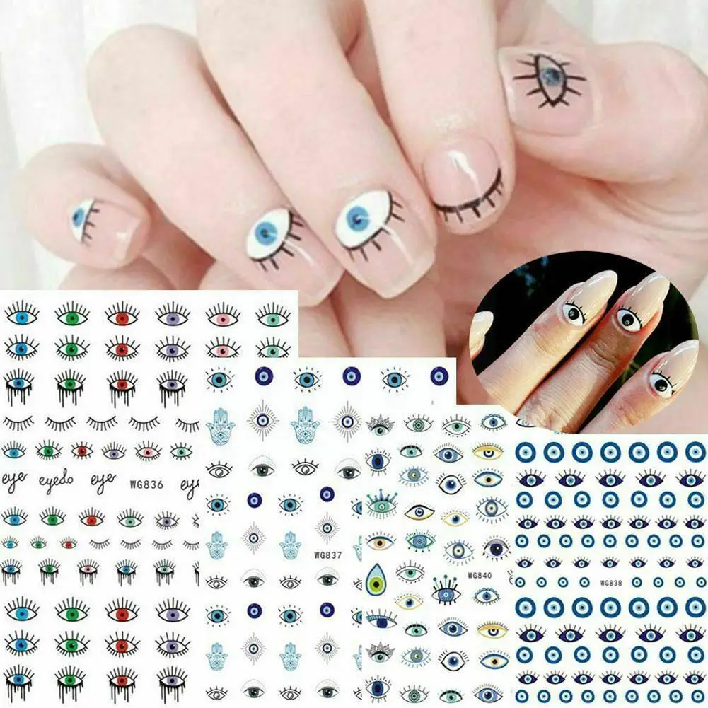 

1pc Nail Art Decal Sticker Blue Eye Nail Sticker Color Art Sticker Beauty Exquisite 3d Eye Nail Self-adhesive E6e3
