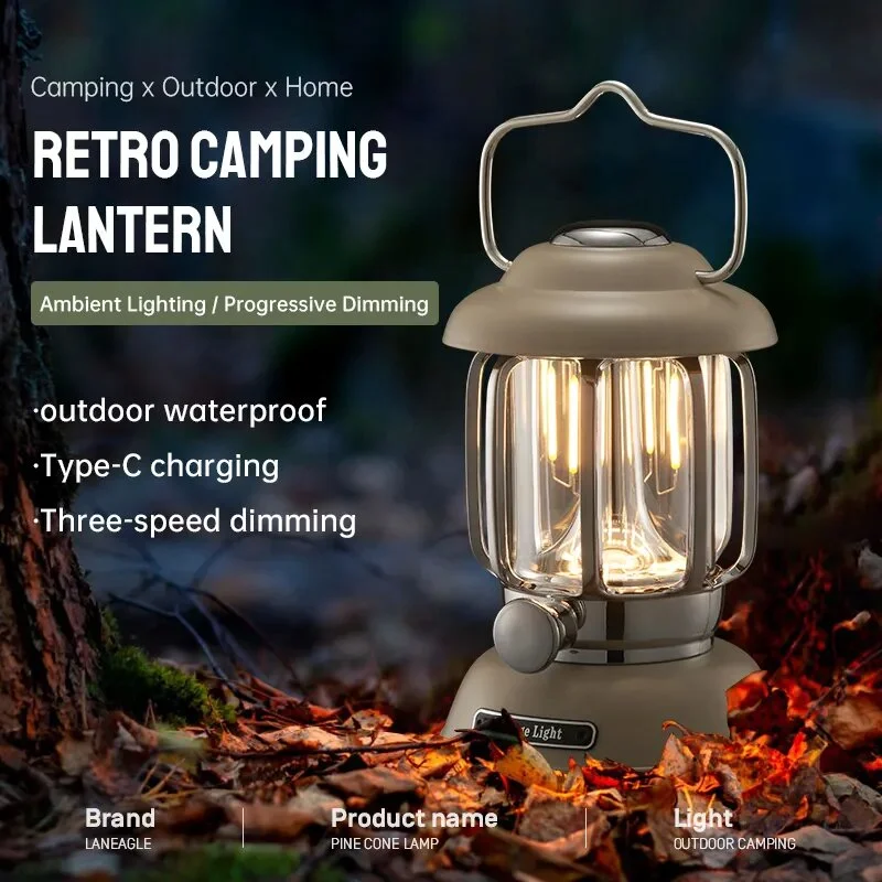 

Rechargeable Outdoor Lamp Portable Hanging Light Emergency Retro Lantern Camping Camping Dimmerable For Tent Lights Garden