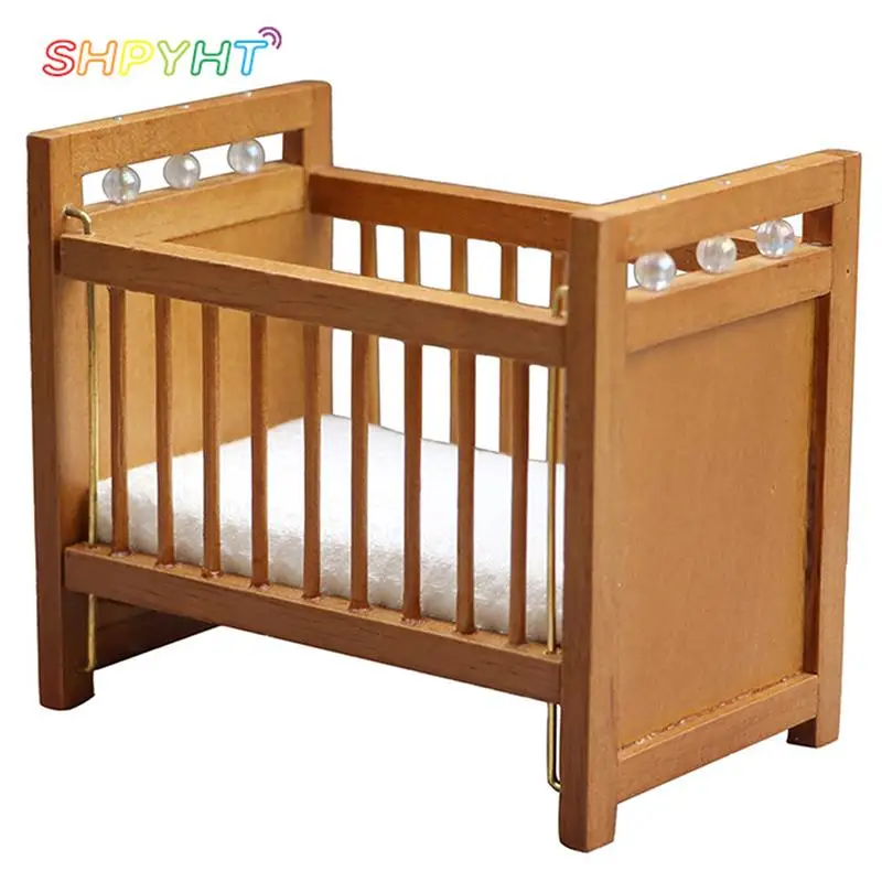 

1/12 миниатюрная деревянная подставка для кукольного домика с матрасом, детская кроватка, модели игрушек 1:12, кукольный домик, аксессуары для украшения мебели