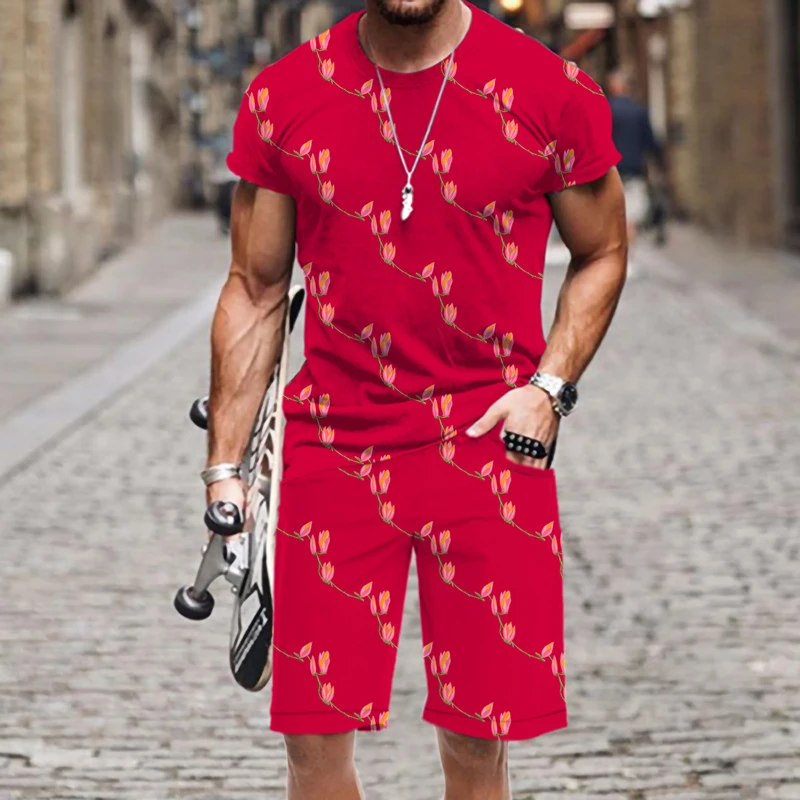 

Men's T-shirt Set Summer Fashion Hot Luxury Beach 3D Printed Funny Sportswear O Neck Hip-hop 2022 New Outfit Tops Casual Street