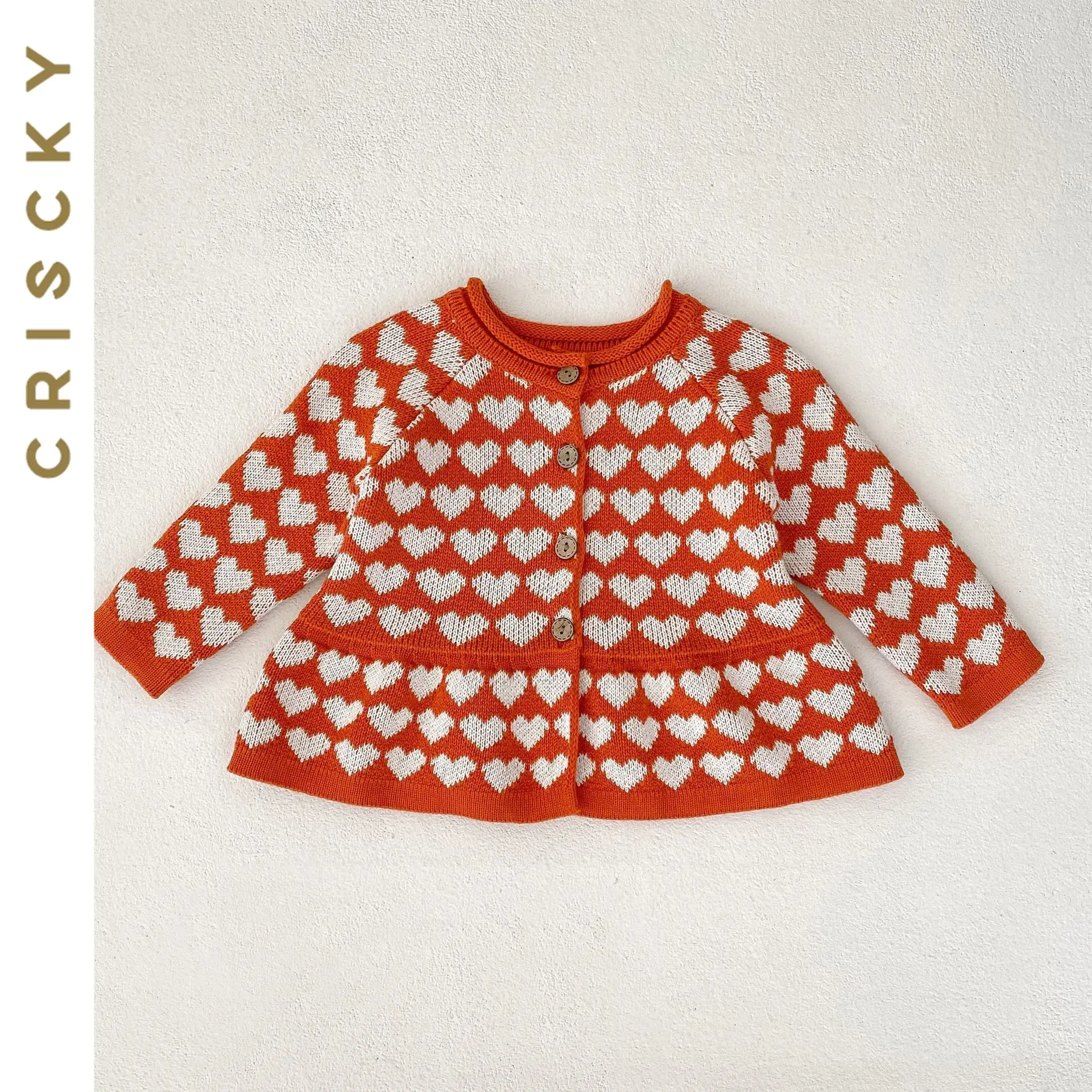 

0-3T Autumn New Baby Girls Sweater Baby Knitted Cardigan Jacket Toddler Love Knit Sweater Newborn Single-breasted Casual Tops