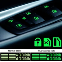 luminous car door window lift button sticker windows control pane reflective decals switch car accessories for benz bmw toyota