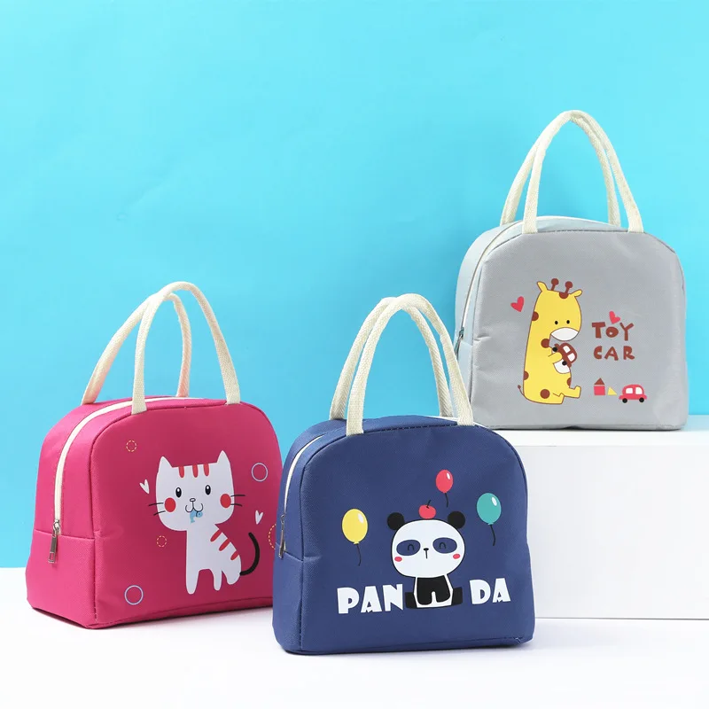 

Girl Cartoon Animals Lunch Bag Women Kid Waterproof Portable Zipper Thermal Oxford Cooler Convenient Lunch Box Tote Food BBQ Bag