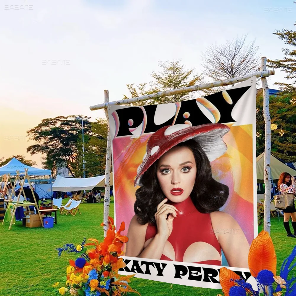 K-Katy Hot Singer P-Perry Banner Художественная печать Японский настенный флаг Аниме Настенный
