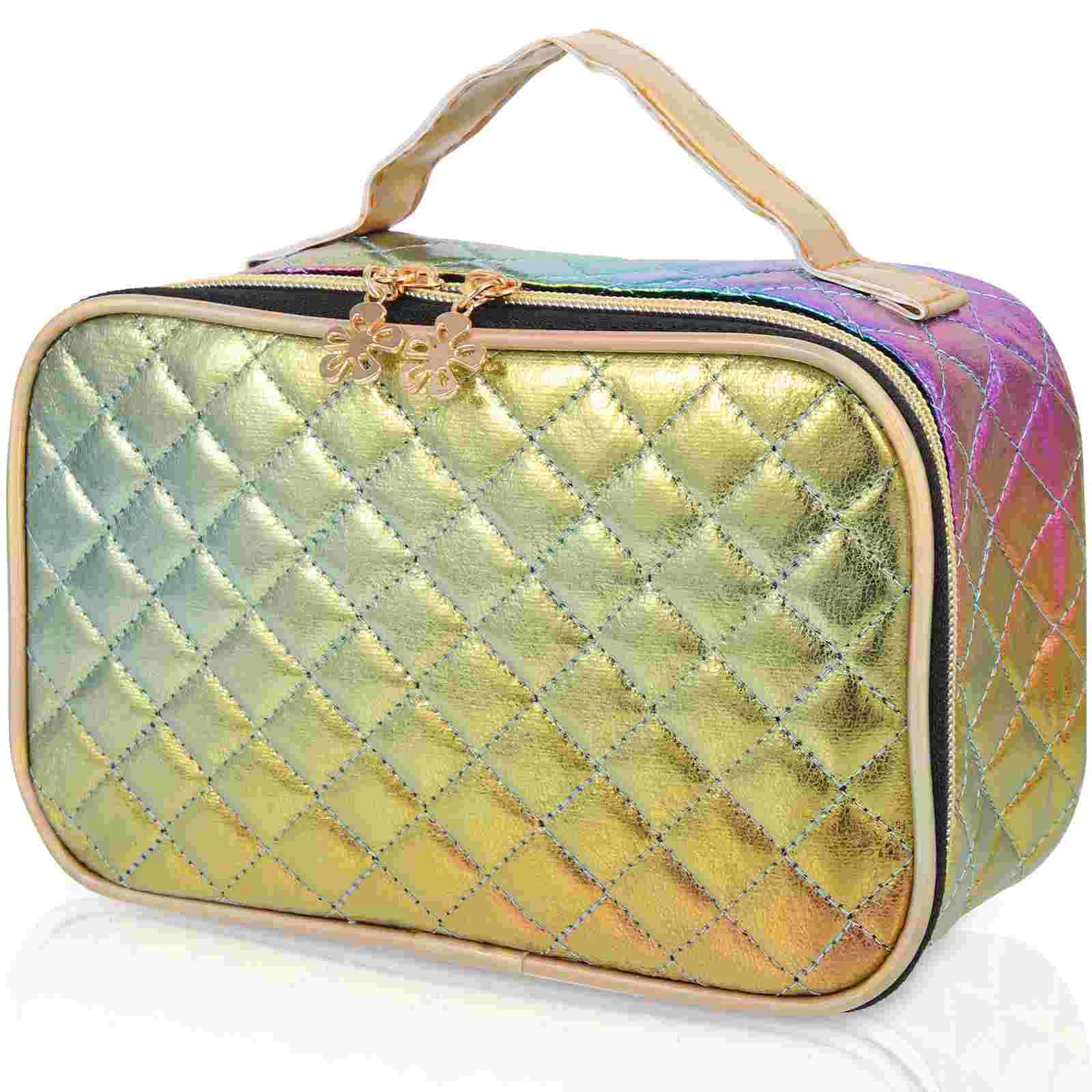 

Bag Toiletry Makeup Storagepouch Organizer Waterproof Portable Handbag Case Double Decorative Rhombus Bags Pattern