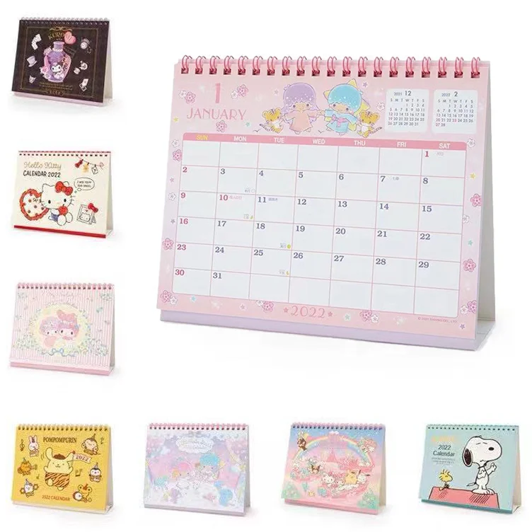

New 2022 Sanriod Kawaii Hellokittys Mymelody Cinnamoroll Cute Cartoon Anime Office Desk Dormitory Small Calendar Memo Kid Gifts