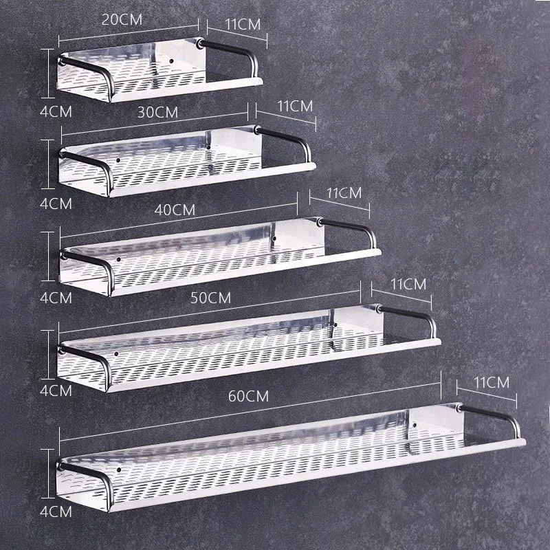 

Perforated Free Bathroom Storage Rack Stainless Steel Tray Bathroom Wall Accessories Kitchen And Bathroom Storage Rack