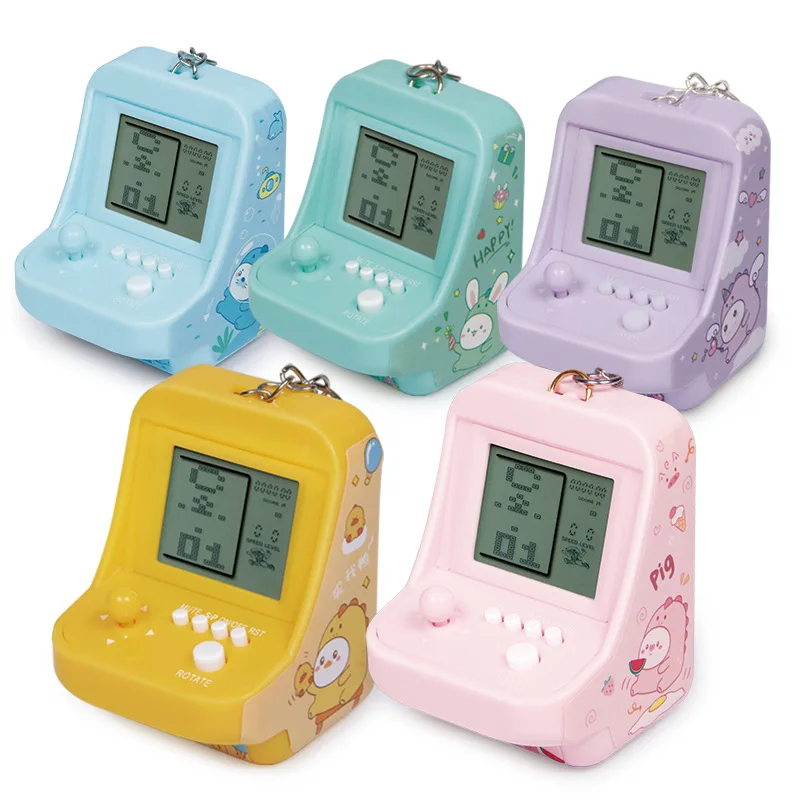 

Classic Nostalgic Tetris Puzzle Toy Gift Hanging Accessory Mini Handheld Game Console Keychain for Children's Gift