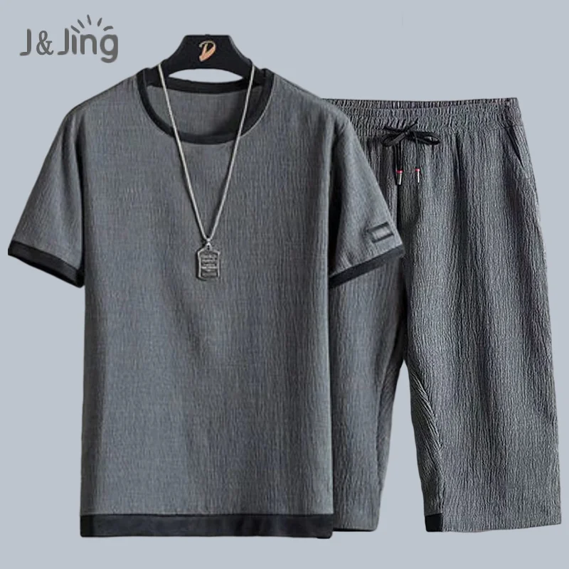 

Summer men's loose top shorts two-piece quick-drying men suit male running sports suit basketball suit gym fitness jogging suit