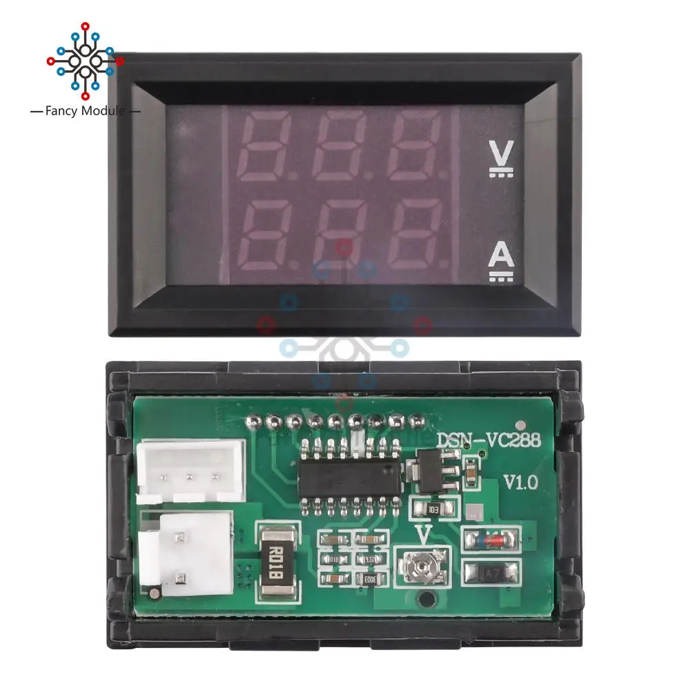 Высококачественный Вольтметр Амперметр постоянного тока 100 в 10 А синий + красный