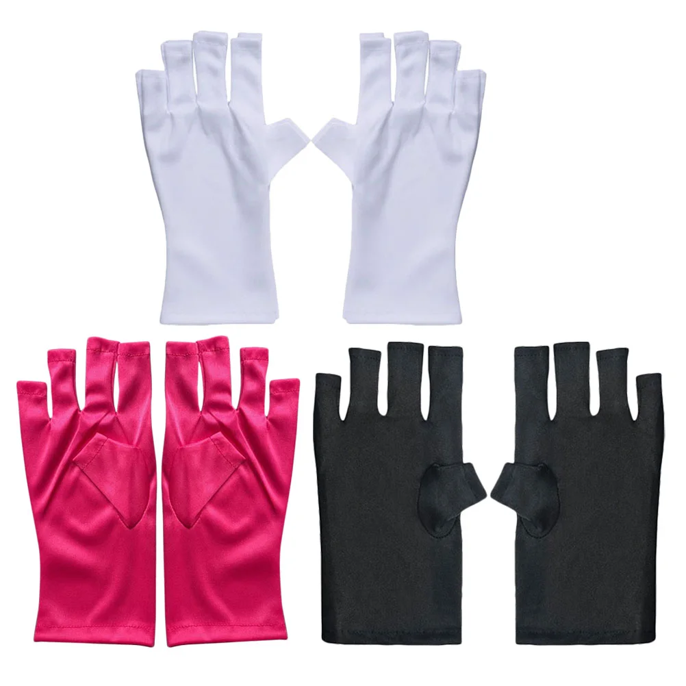 

3 Pairs Safe Fingerless Elastic Uv Gloves For Nails Manicure Gloves Uv Protection Nail Tech Gloves for Nail