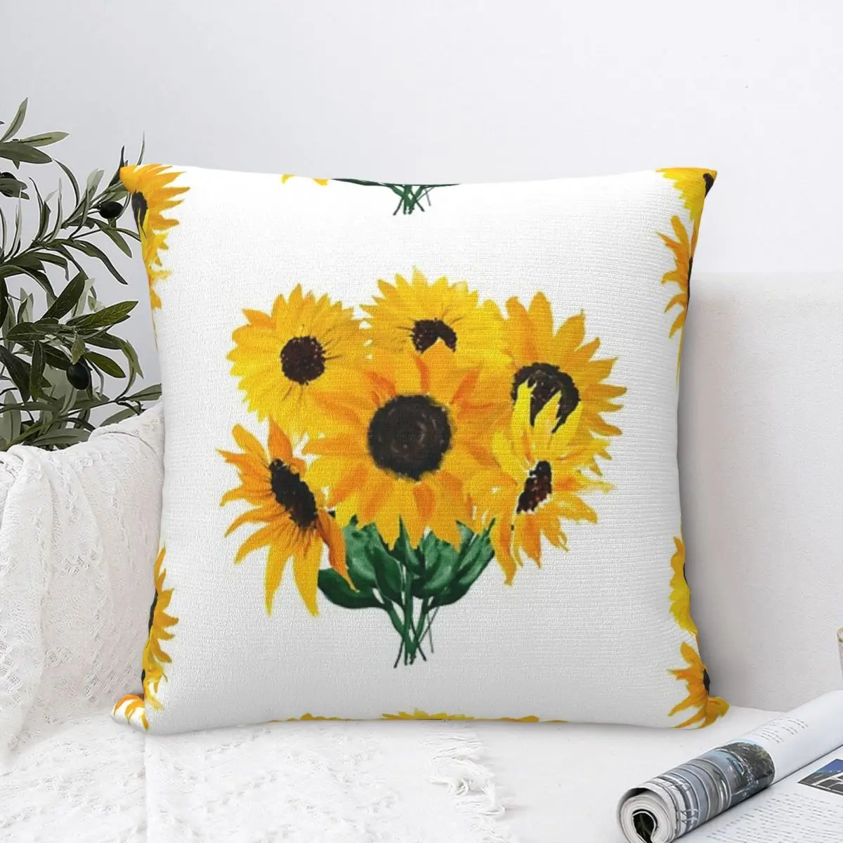 

Окрашенная квадратная наволочка в виде подсолнуха, декоративные наволочки из полиэстера, декоративная наволочка для подушки, наволочка для кровати, дивана, домашний декор