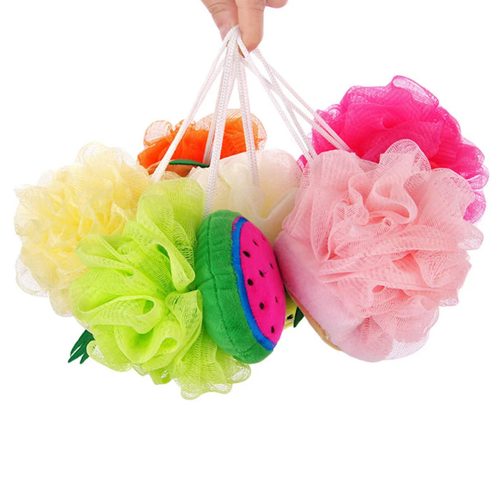 4 шт. цвета в форме фруктов шарик для ванны сетчатый губка пуф душа (ананас + арбуз
