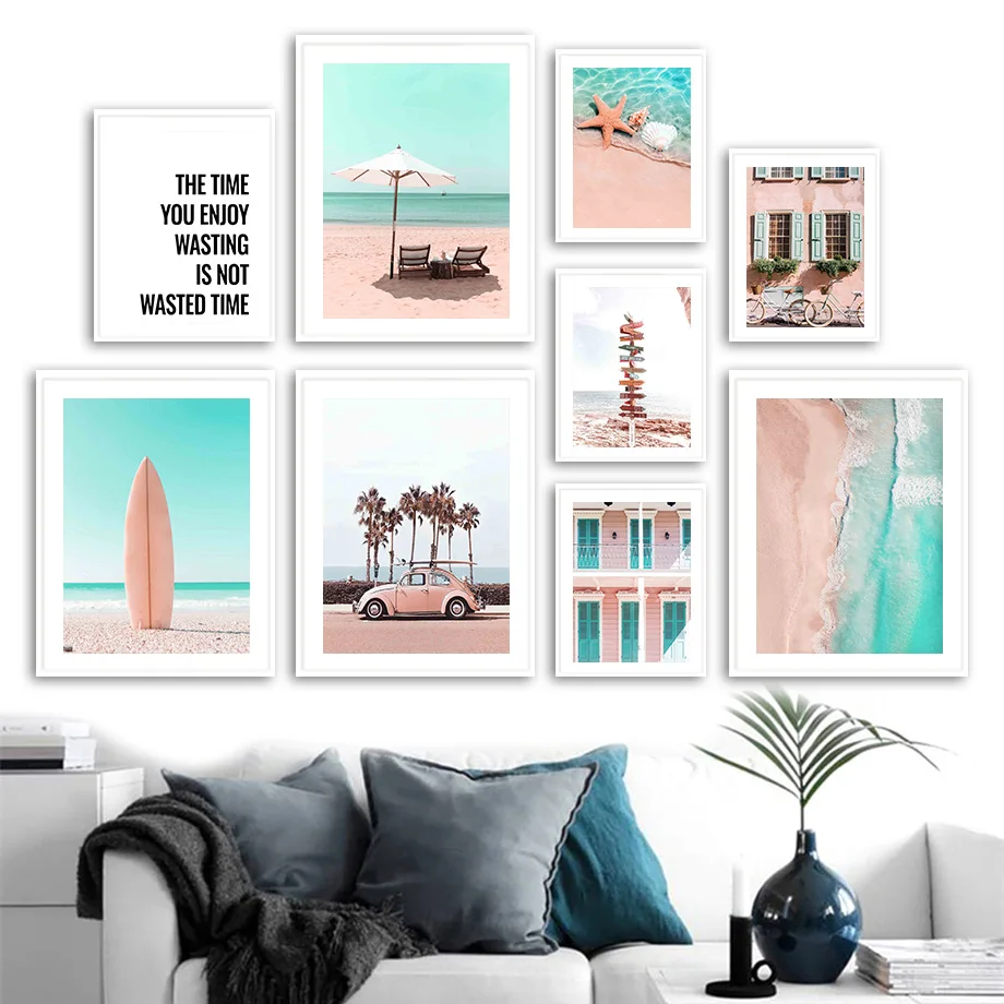 

Surfboard Car Beach Starfish Beach Ocean Wall Art Canvas Painting Nordic Posters And Prints Wall Pictures For Living Room Decor