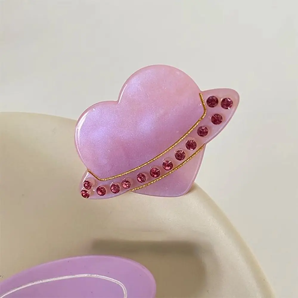 

Crystal Acetate Heart Duckbill Clip Elegant Pink Color Ins Style Zircon Creative Female/Children