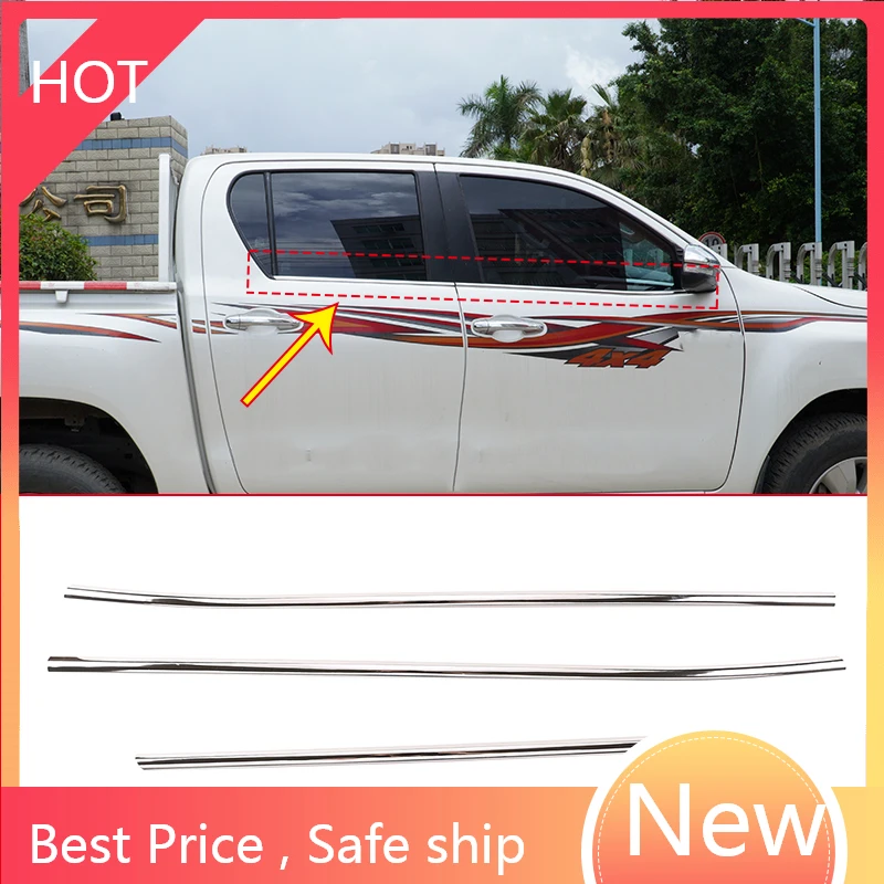

Для Toyota Hilux 2015-2021 нержавеющая сталь автомобильное окно нижнее окно яркая полоса декоративная наклейка автомобильные аксессуары bhgh