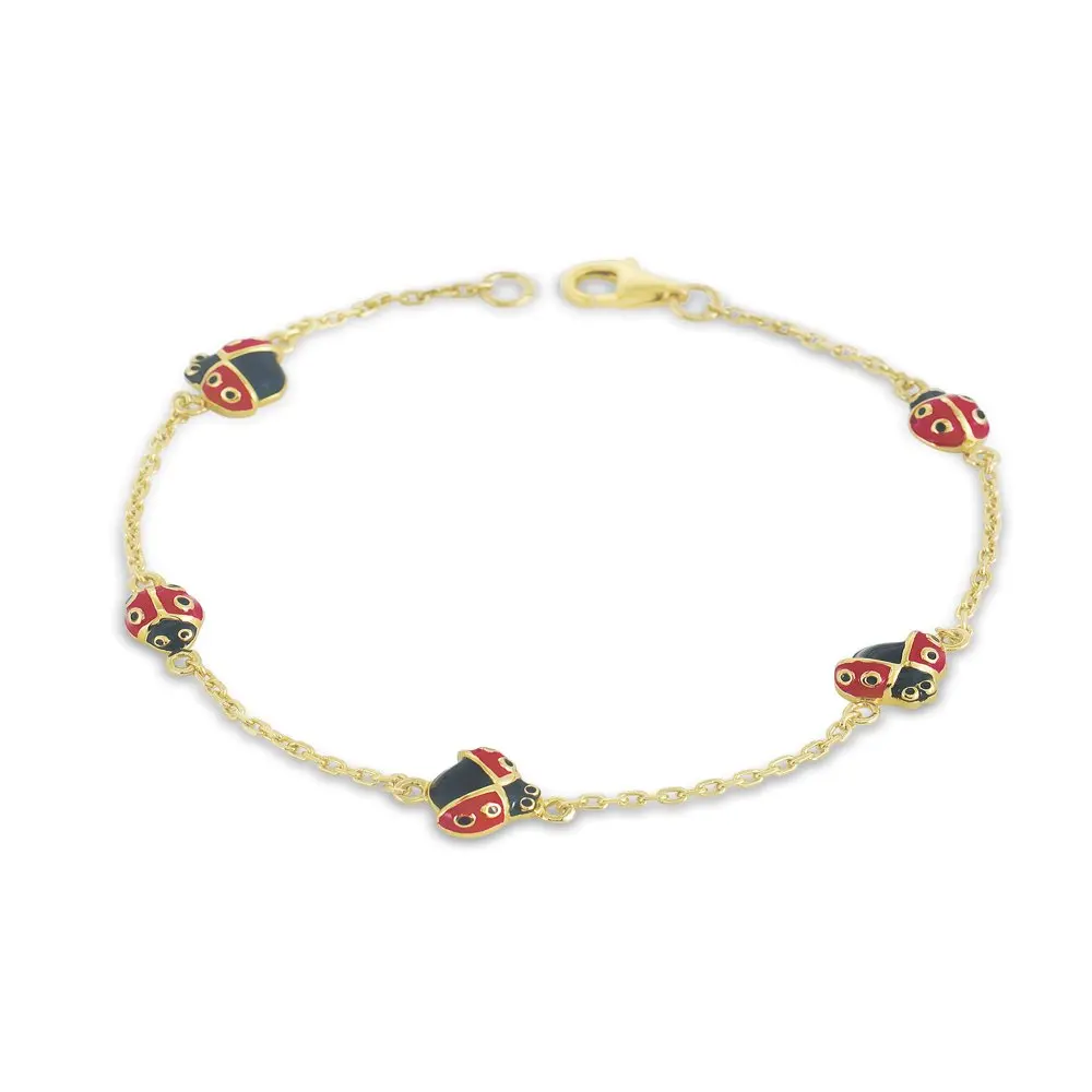 

18kt Gold-Plated Lady Bug Bracelet, 7"