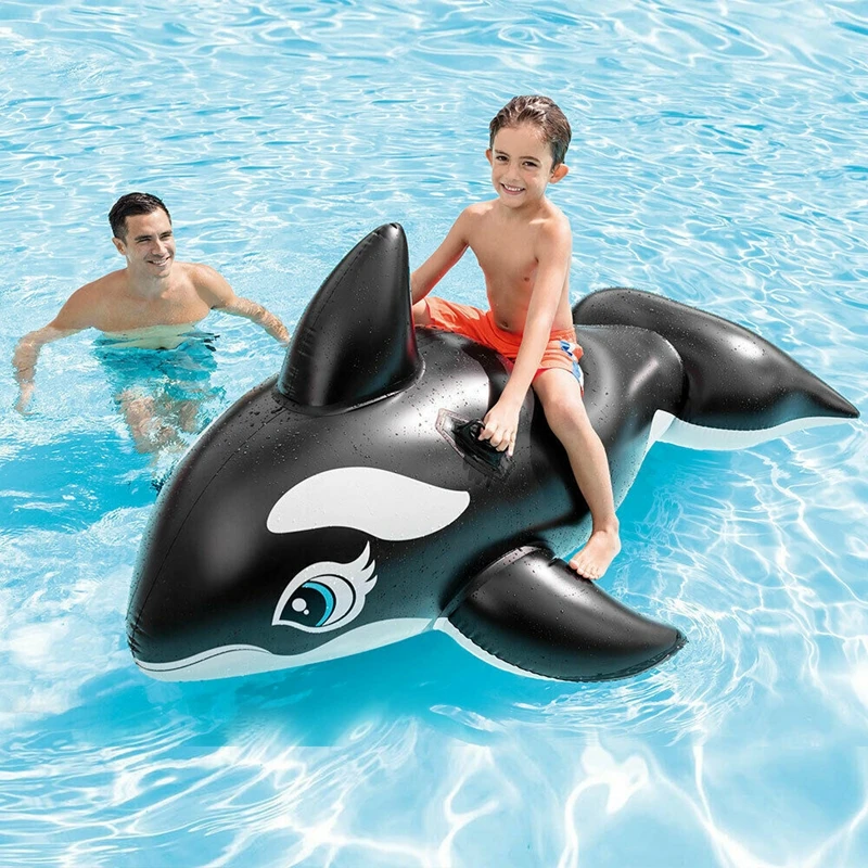 

Black Whale Inflatable Ride-Ons for Kids Children Animals Shape Drifting Outdoor Sports Summer PVC Material Swimming Ring 2022