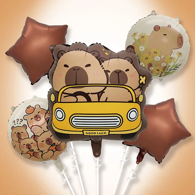 2 комплекта тема капибары коричневая звезда мультяшный милый набор воздушных