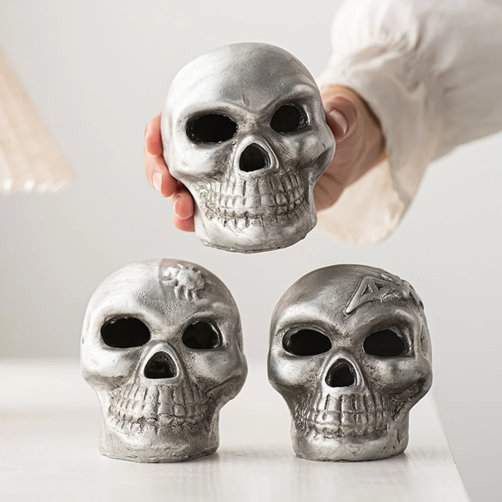 

3 Pcs Ornaments Exquisite Head Halloween Decor Model Decoration Tabletop Small Creep Figure Skulls