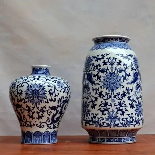 

antique European blue and white vase Ceramic Vase Decoration New Chinese model room soft decoration