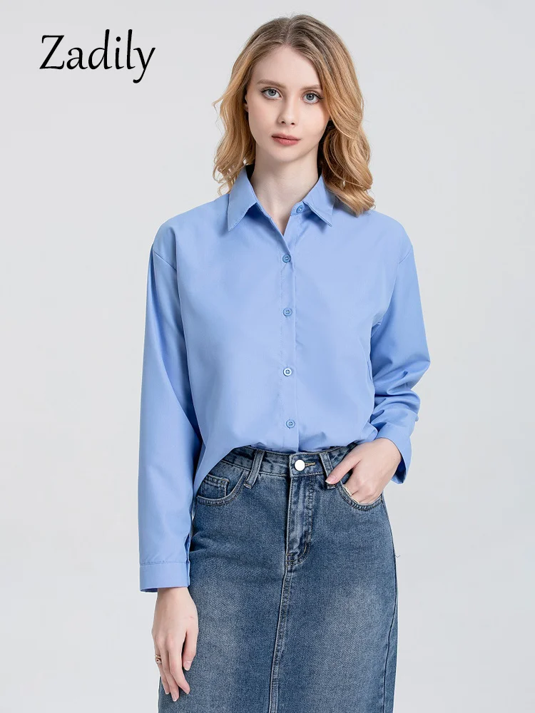 

2023 Summer Office Lady Long Sleeve Women White Shirt Korea Style Button Up Irregular Split Woman Blouse Female Clothing