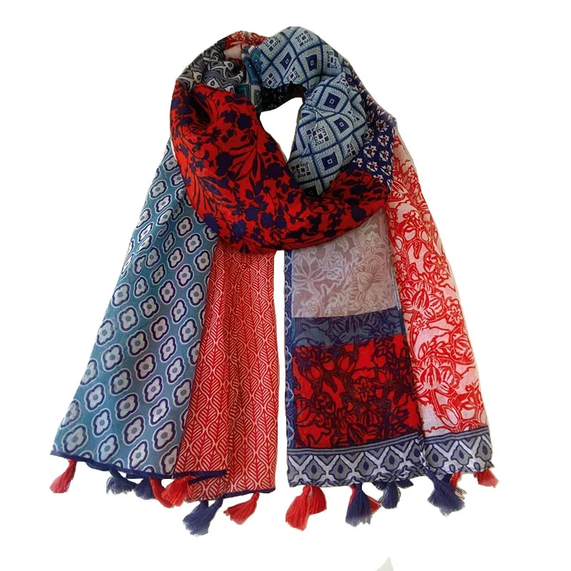 Новинка 2023 винтажный шарф с кисточками и цветочным узором шали мягкий длинный