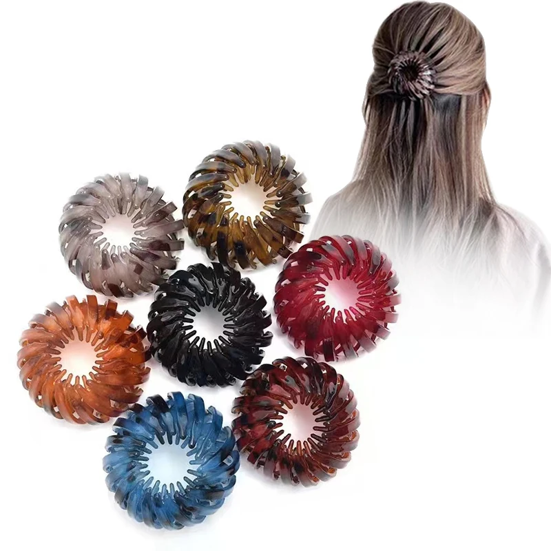 

15 Colors Trendy Women Bun Hair Claw Horsetail Buckle Clip Bird Nest Expanding Female Ponytail Hair Accessories