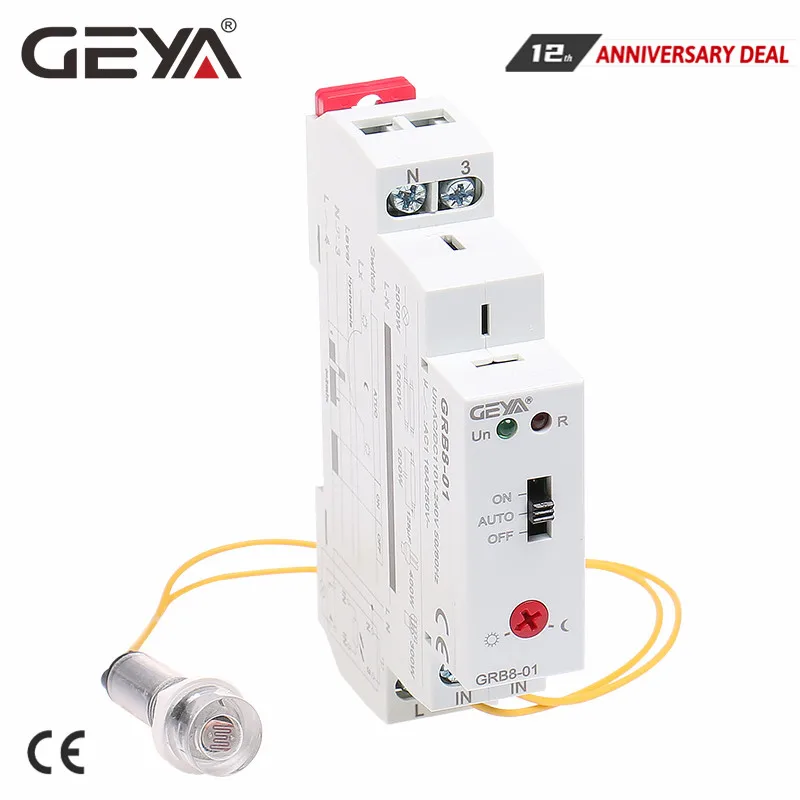 

Free Shipping GEYA GRB8-01/02 Twilight Switch with Sensor AC110V-240V Photoelectric Timer Light Sensor Relay