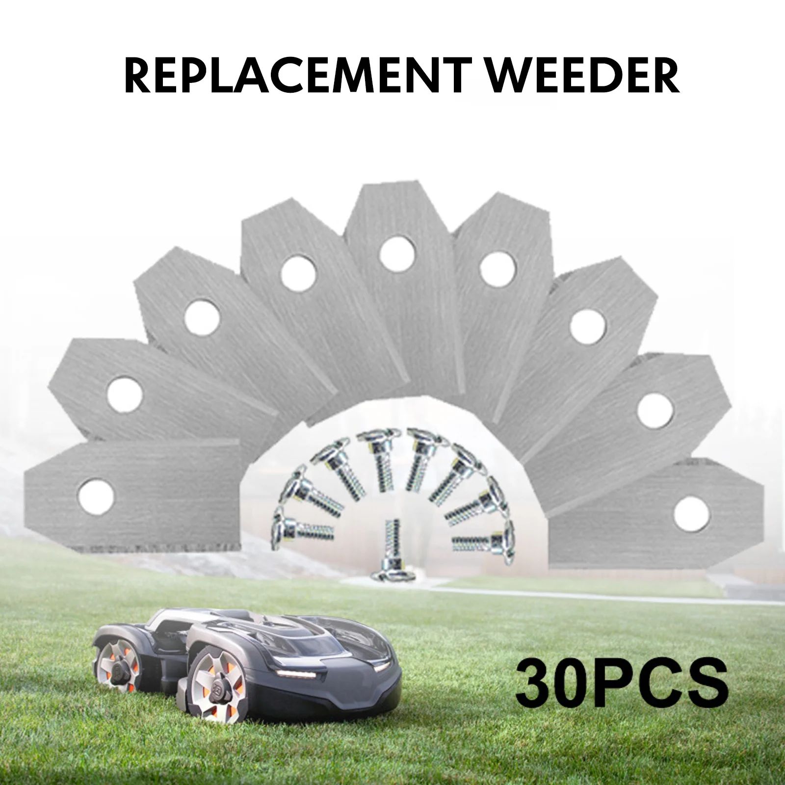 

30pcs Smart Weeder Blade Replacement Blade Silver Lawn Mower Replacement Trimmer Parts for Husqvama Automatic Movers