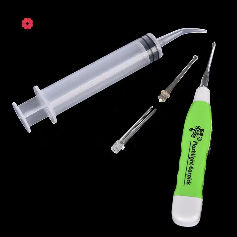 New Tonsil Stone Remover Tools LED Light Ear Wax Remover Stainless Steel Earpick Irrigator Syringe Clean Care Tool random color