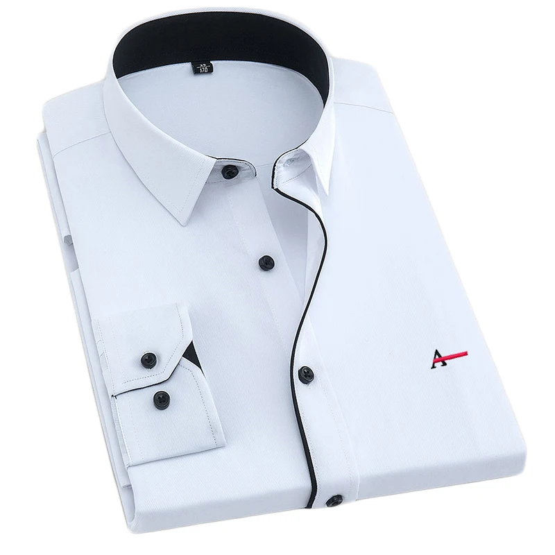2021 Men's Plus Size Slim Fit Casual Shirts Long Sleeve Business Men's Shirts Casual Office Shirts
