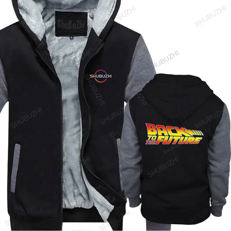 

homme brand cotton thick hoodie zipper new Back To The Future Movie Logo men fashion warm hooded coat funny sweatshirt hoody