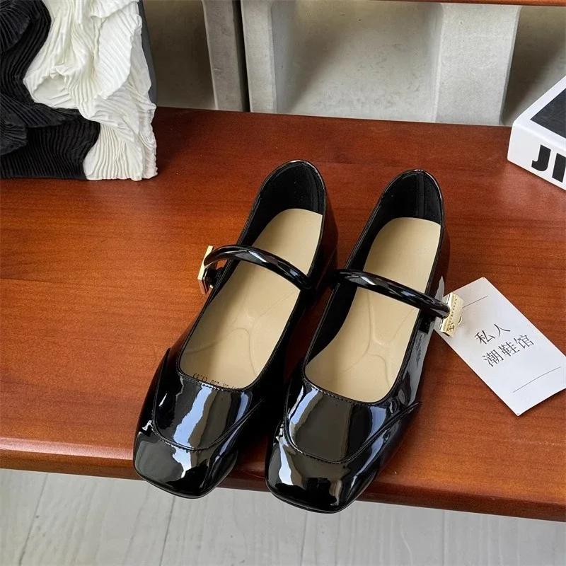 Женские туфли на плоской подошве Туфли Мэри Джейн с круглым носком и прямым