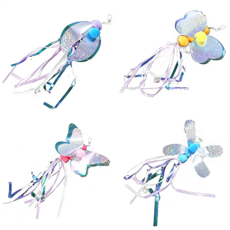 

4PCS Pet Supplies Cat Teaser Wand Refill Funny Butterfly Kitten Teaser Stick Replacement Refill Attachment Plush Tassel Cat