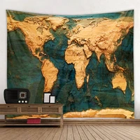 vintage world map art tapestry psychedelic treasure map wall hanging boho home decor polyester thin blanket shawl blanket