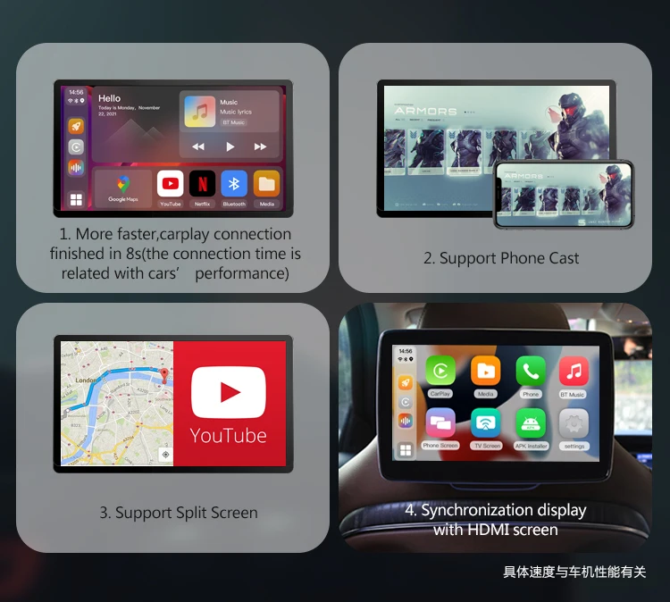 Автомобильная приставка CarPlay Ai Box Android 11 Netflix Youtube HDMI 4 + 128G мультимедийный плеер для