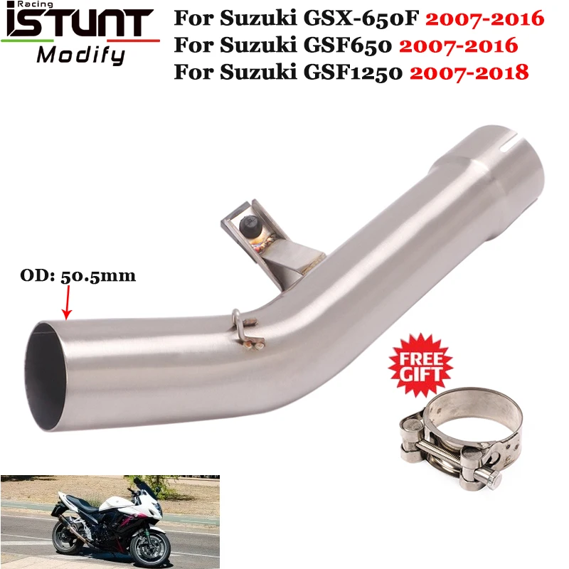 

Выхлоп мотоцикла для SUZUKI GSF650 GSX650F 2007-2016 GSF1250 2018 модифицированный интерфейс 51 мм, нержавеющая труба среднего звена