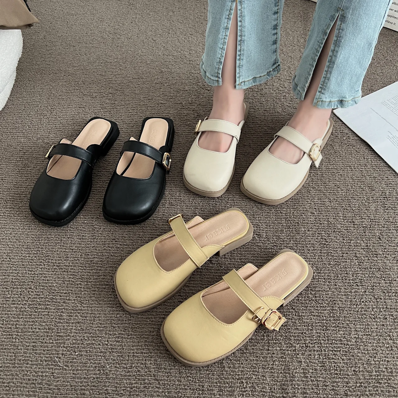 

Low Shoes Rome Rubber Basic PU Hoof Heels Fabric Shoes Low PU Rome Fabric Hoof Heels Rubber
