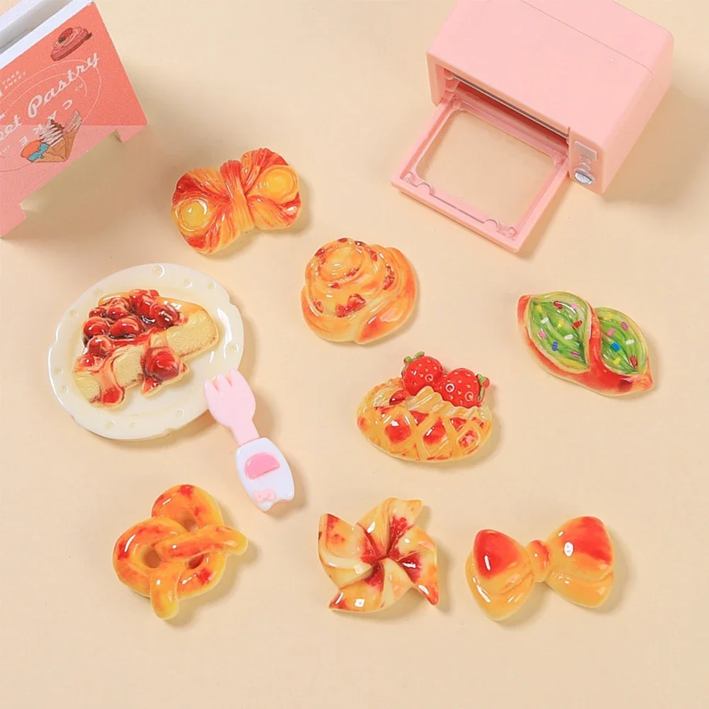 10 шт. блестящие кабошоны из смолы с плоской спинкой серия хлеба миниатюрные для