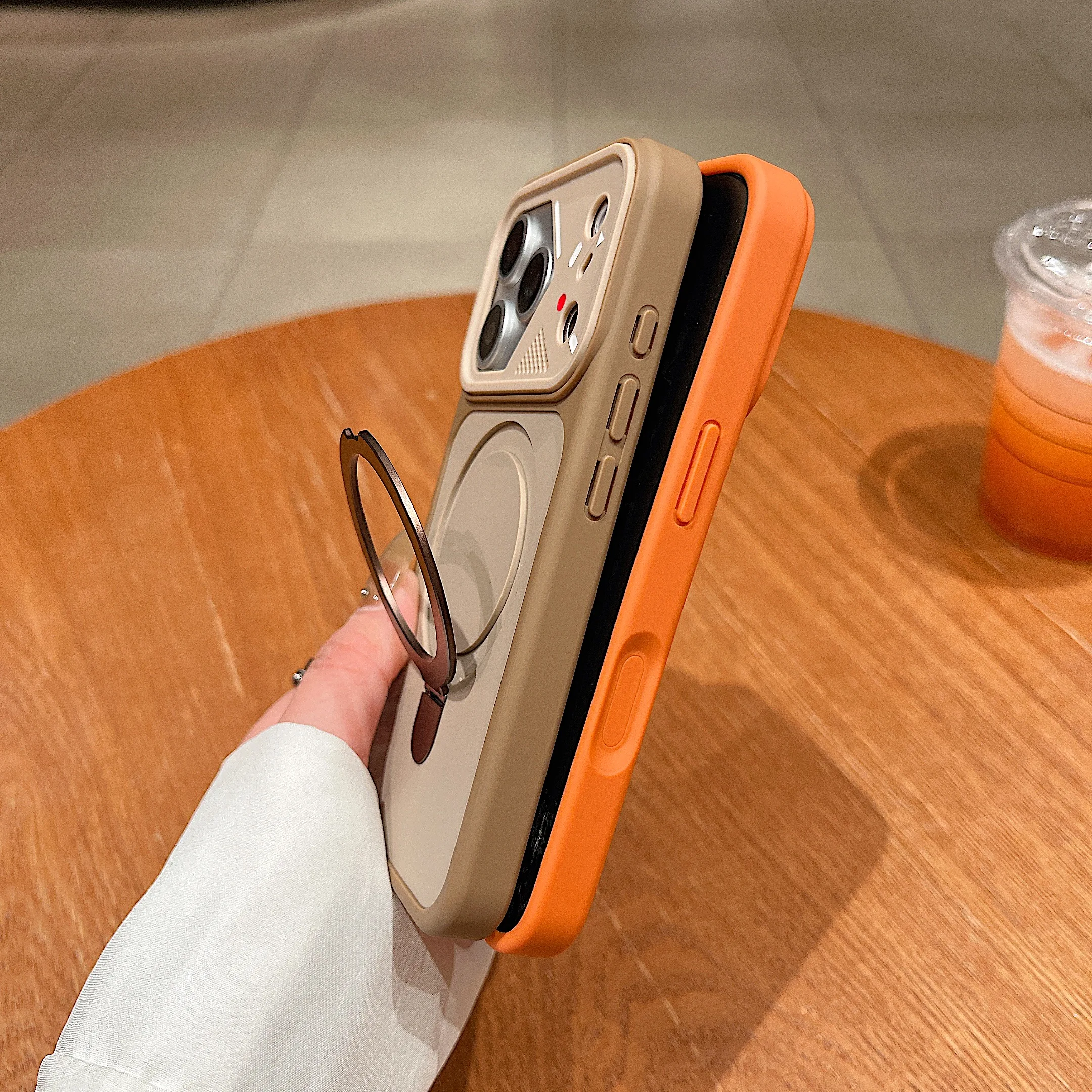 Фото Чехол для телефона с магнитной подставкой и эффектом мягкой кожи для iPhone 17 Air, 16, 15, 14 Plus, 13, 12, 11 Pro Max, роскошный тонкий чехол с магнитным кольцом №5