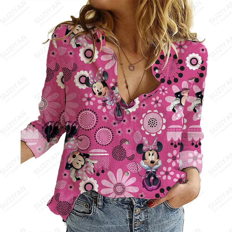 

Women'S Fashion Printed Tops Long Sleeve Casual Street Shirt Blouses Women'S Fashion Loose Streetwear Disney Mickey