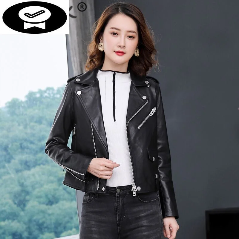 Sheepskin Fashion Coat Real Women Winter Clothes 2023 Korean Streetwear Moto Genuine Leather Jacket Female Chaqueta 1724