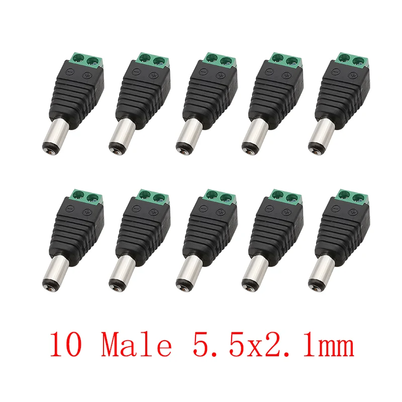 5/10 шт., 12 В постоянного тока, штекер постоянного тока, гнездо 5,5 мм x 2,1 мм/5,5x2,5 мм, разъем-адаптер для светодиодной ленты, камеры видеонаблюдения
