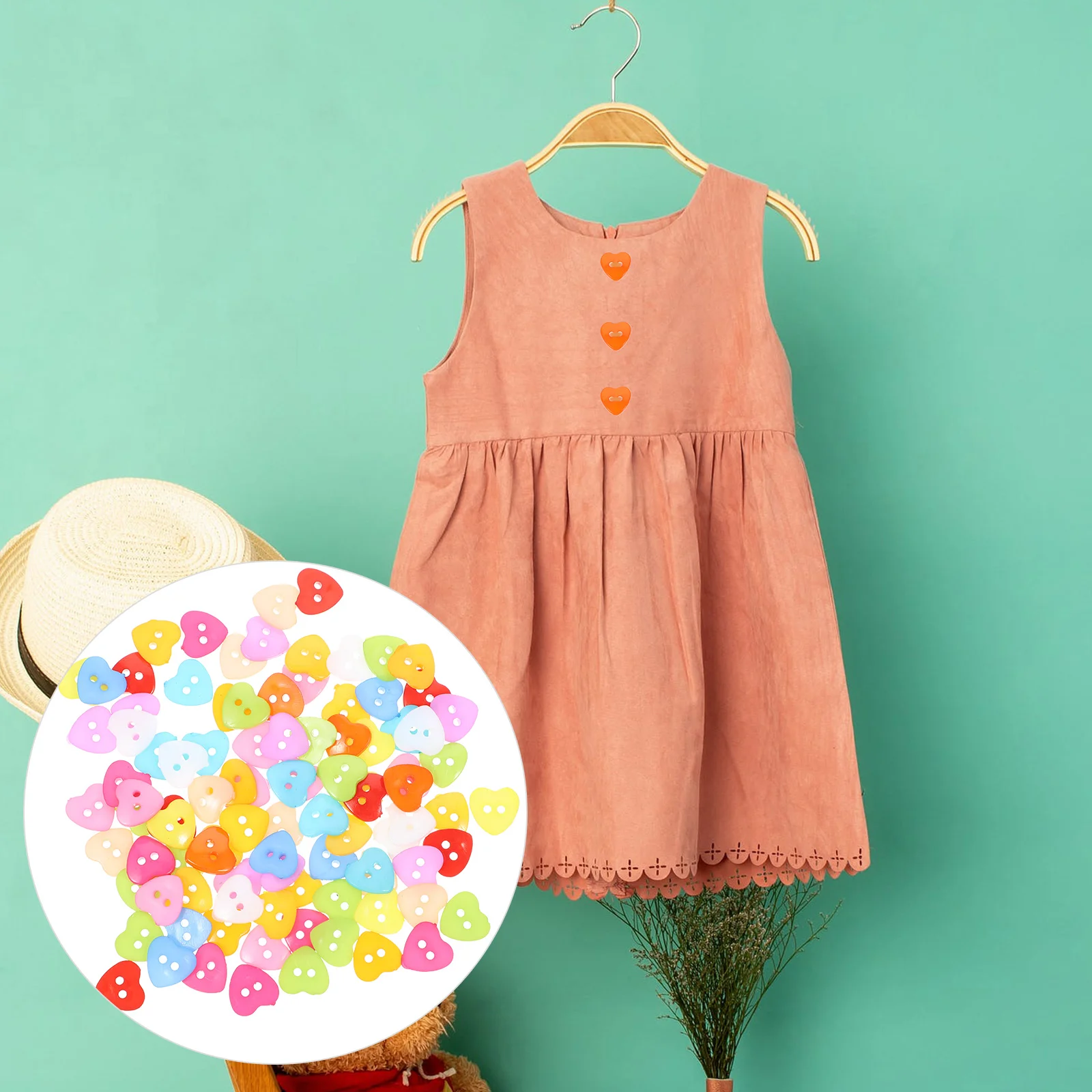 

Diy Buttons Materials Crafts Mixed Color Fastener Heart Shaped Snap Button