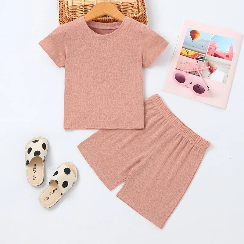 

Костюм из 2 предметов, футболка + шорты, детские костюмы, летняя одежда, шорты, летняя тонкая простая однотонная модная одежда для маленьких д...