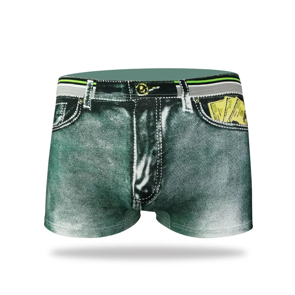 

Fashion Underwear Denim 3D Print Man Boxers Home Comfortable Panties Dollar Pocket Cuecas Boxer Boxershorts Underpants