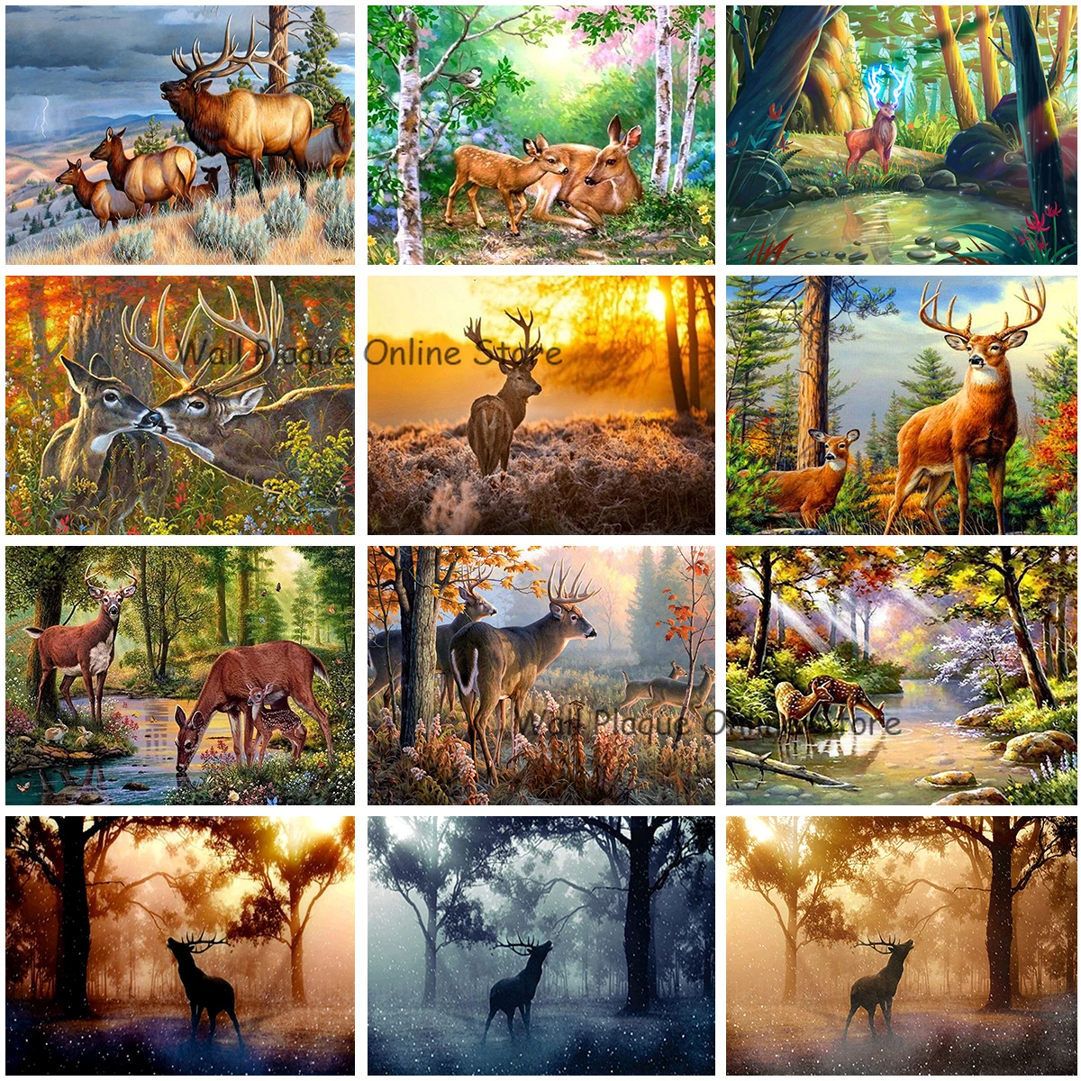

5D Full Diamond Painting DIY Diamond Embroidery Deer Animal Cross Stitch Mosaic Home Decoration Picture New Year Gift
